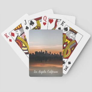 Skyline Photography of Los Angeles at Sunset Playing Cards
