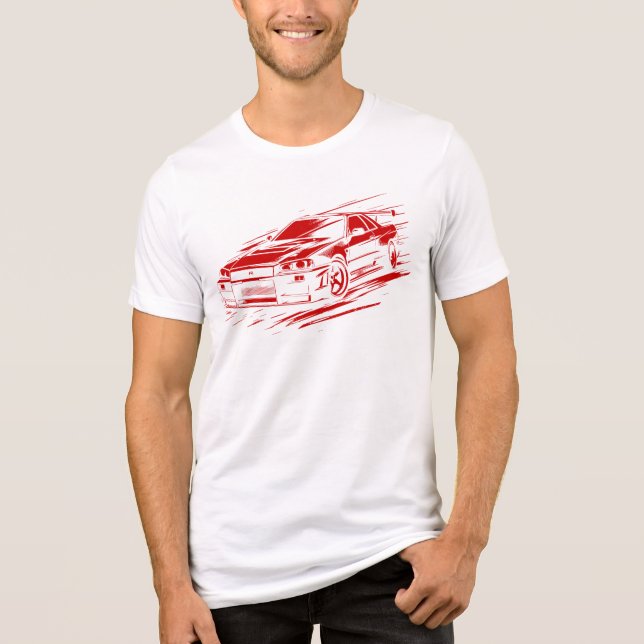 Skyline R34 Legendary JDM Illustration - Red Tri-Blend Shirt (Front)