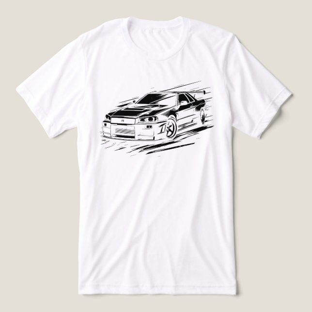 Skyline R34 Legendary JDM Ride Illustration - Blac Tri-Blend Shirt (Design Front)