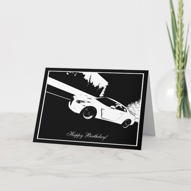 Skyline Rolling Shot Car Theme Birthday Card (Front)