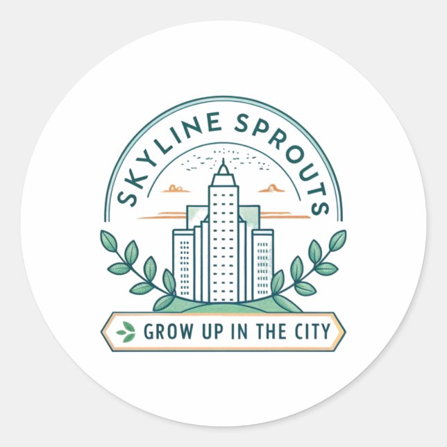 Skyline Sprouts Urban Farming Sticker | City Garde (Front)