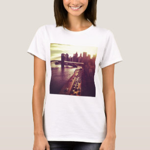 Skyline Sunset - Brooklyn Bridge and NYC Cityscape T-Shirt