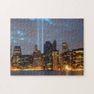 Skyline view of city in night. jigsaw puzzle