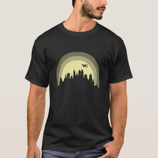 Skyline with Airplane Building City Silhouette boy T-Shirt
