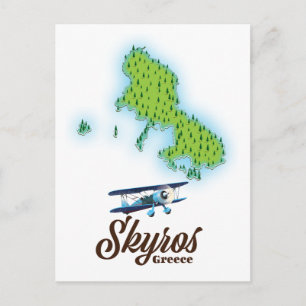 Skyros Greece island map Postcard