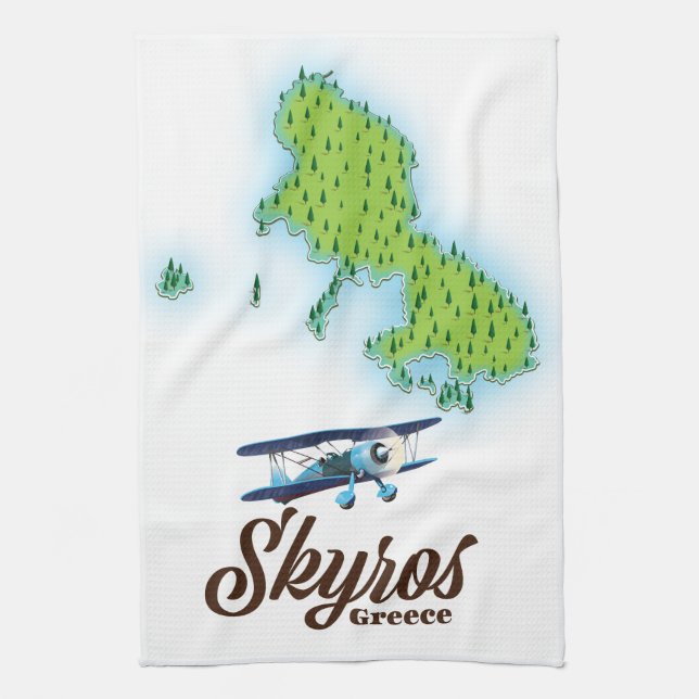 Skyros Greece island map Tea Towel (Vertical)