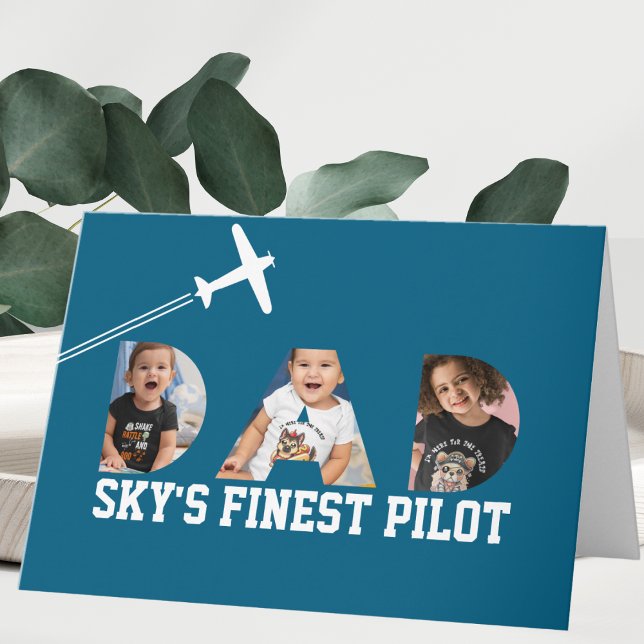 Sky's Finest Pilot,DAD Photo & Aeroplane Birthday Card (Creator Uploaded)