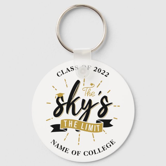 Sky's The Limit  Class of 2022 Personalized Grad Key Ring (Front)