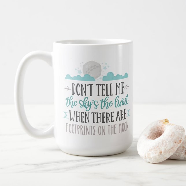 Sky's The Limit - Footprints on the Moon Coffee Mug (With Donut)