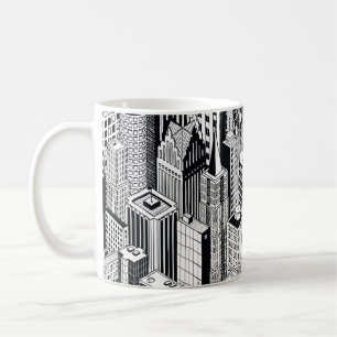 Skyscraper city illustration, isometric seamless p coffee mug