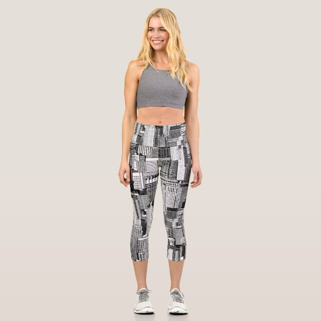 Skyscraper City Isometric Seamless Texture Capri Leggings (Front)