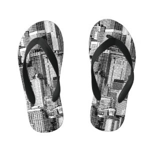 Skyscraper City Isometric Seamless Texture Kid's Flip Flops