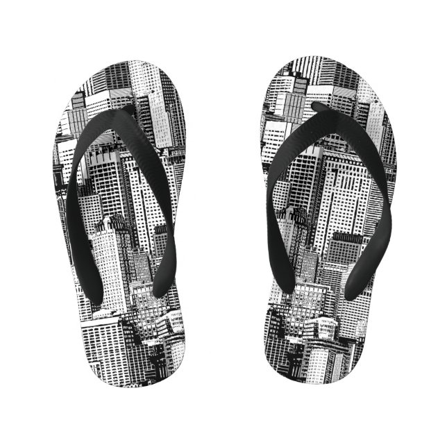 Skyscraper City Isometric Seamless Texture Kid's Flip Flops (Footbed)