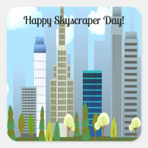 Skyscraper Day Square Sticker