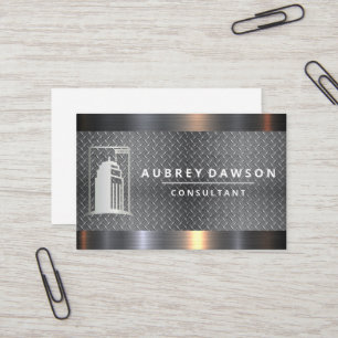 Skyscraper Diamond Plated Steel Metal Trim  Business Card