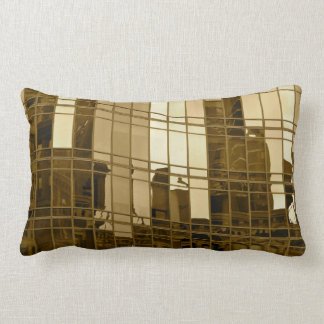 Skyscraper sepia front/b&w back print pillow