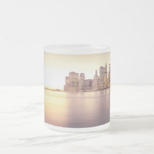 Skyscraper Skyline - New York City Sunset Frosted Glass Coffee Mug