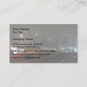 Skyscraper With Neon In Downtown Dallas In Texas Business Card