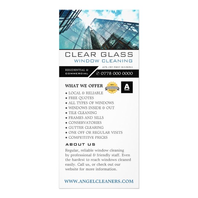 Skyscrapers, Cleaning Service Price List Rack Card (Front)