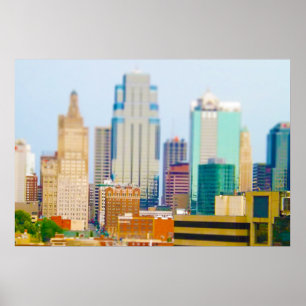 Skyscrapers High Rise Downtown Kansas City Skyline Poster