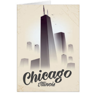 Skyscrapers of Chicago vintage travel poster