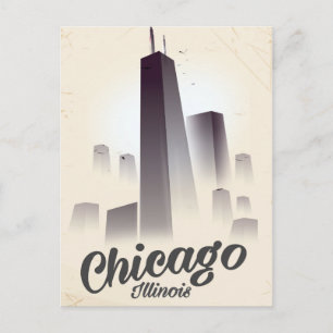 Skyscrapers of Chicago vintage travel poster Postcard