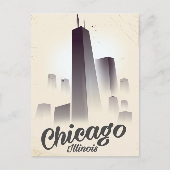 Skyscrapers of Chicago vintage travel poster Postcard (Front)