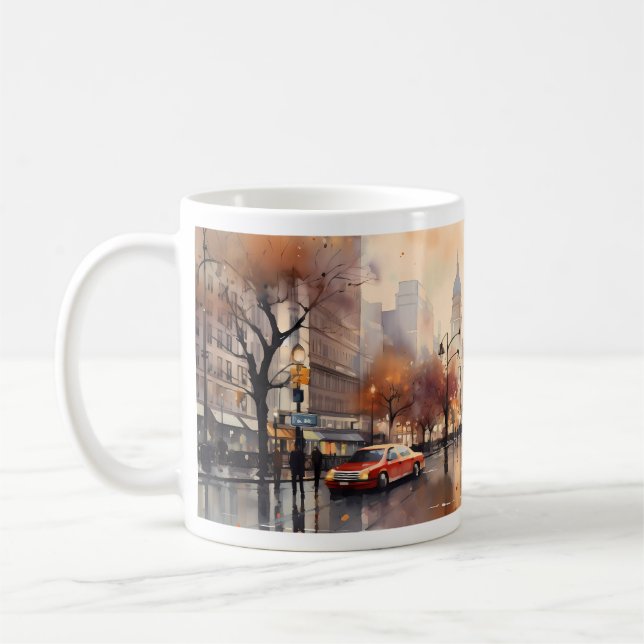 Skyscrapers, Street Lantern, and a Raining  Coffee Mug (Left)
