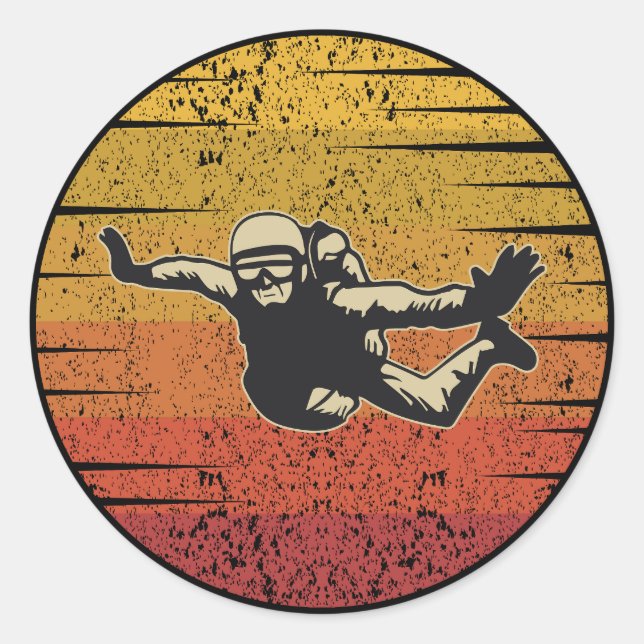 Skysurfing Skydiving Skydive Parachuting Skydiver Classic Round Sticker (Front)