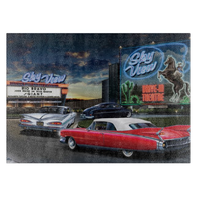 Skyview Drive In Cutting Board (Front)