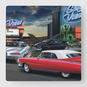 Skyview Drive In Square Wall Clock