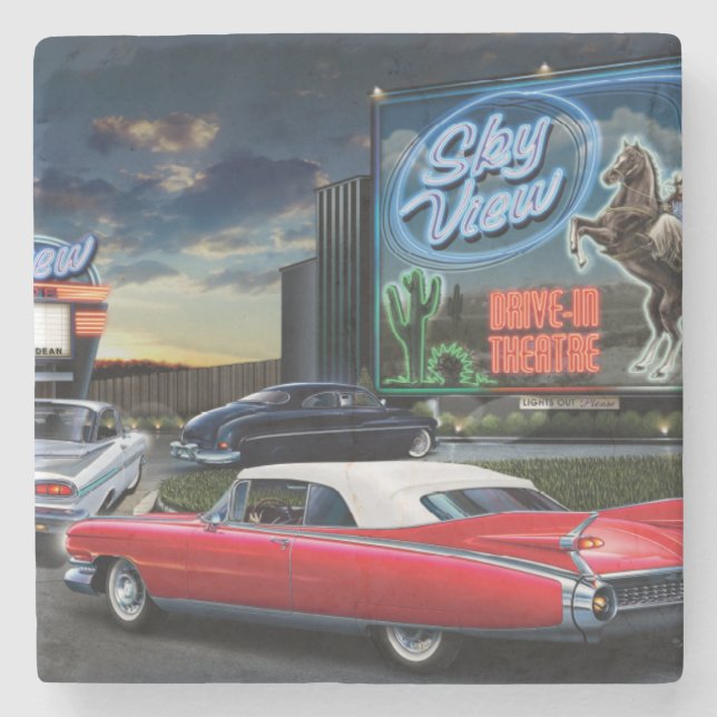 Skyview Drive In Stone Coaster (Front)