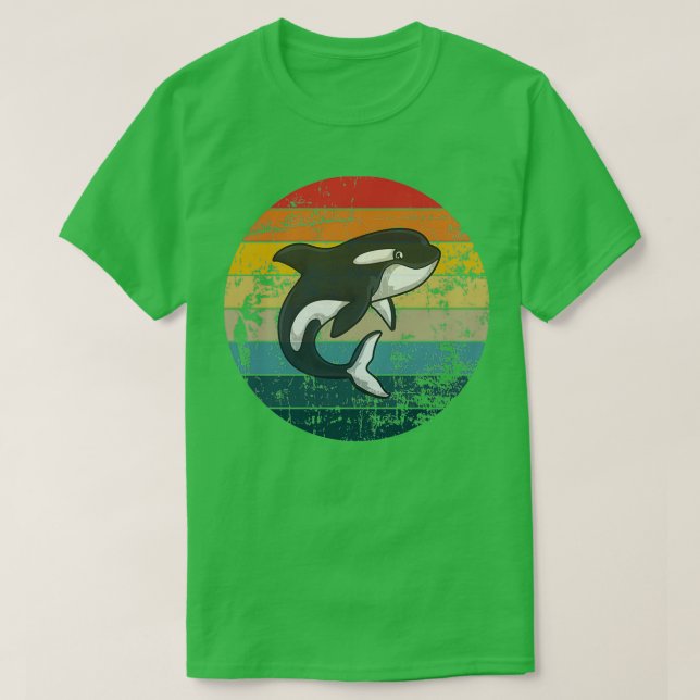 Skywhale Retro Sunset Orca Whale 2 T-Shirt (Design Front)
