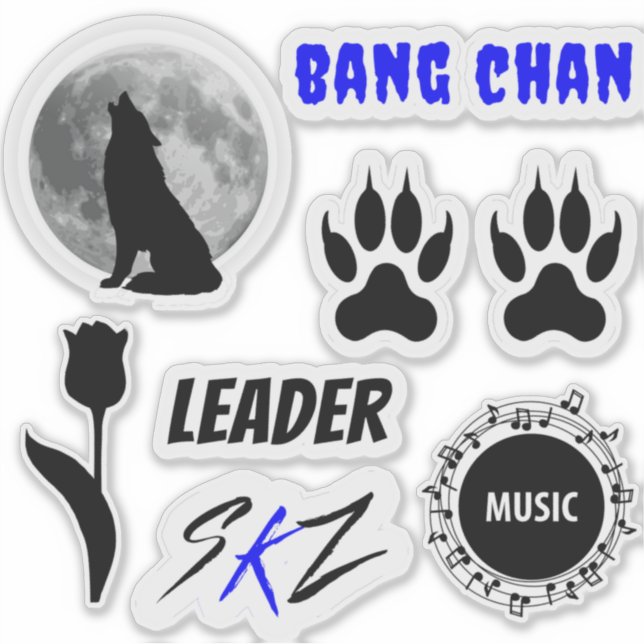 SKZ Bang Chan sticker sheet (Black x Blue) Version (Front)
