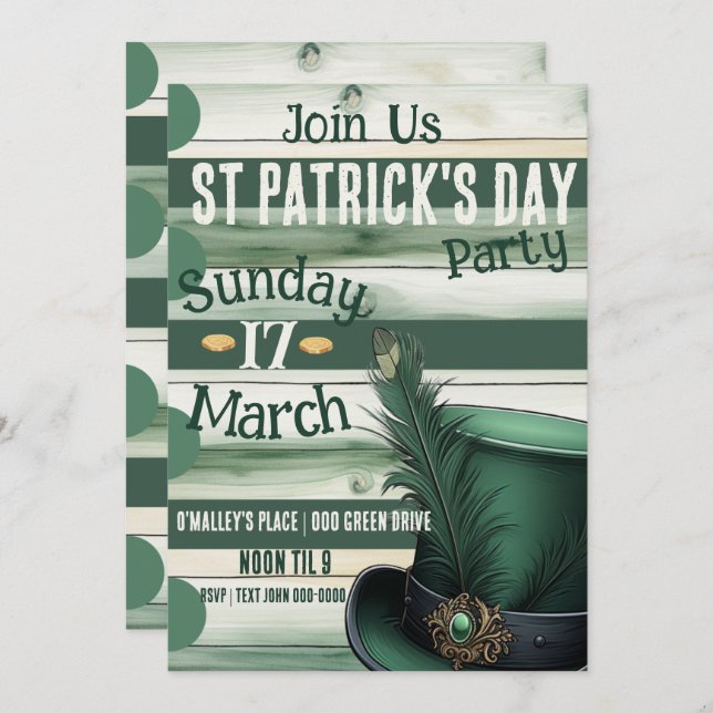 Slainte and Happy St Patrick's Day Party  Invitation (Front/Back)