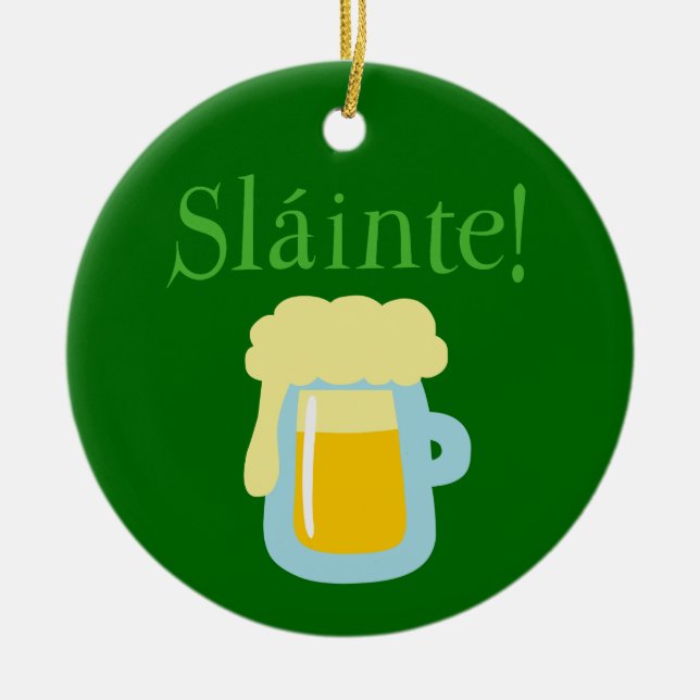 Sláinte Beer Ceramic Tree Decoration (Front)