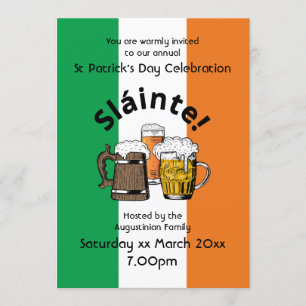 Sláinte Beer Irish Flag St Patricks Day Invitation