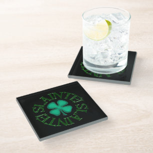 Slainte black glass coaster