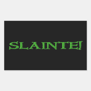 Slainte black rectangle stickers