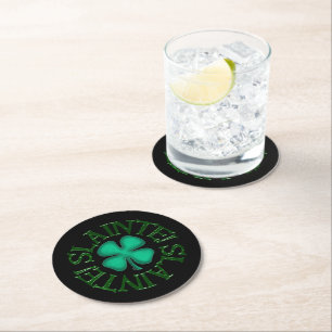 Slainte! black round paper drink coasters