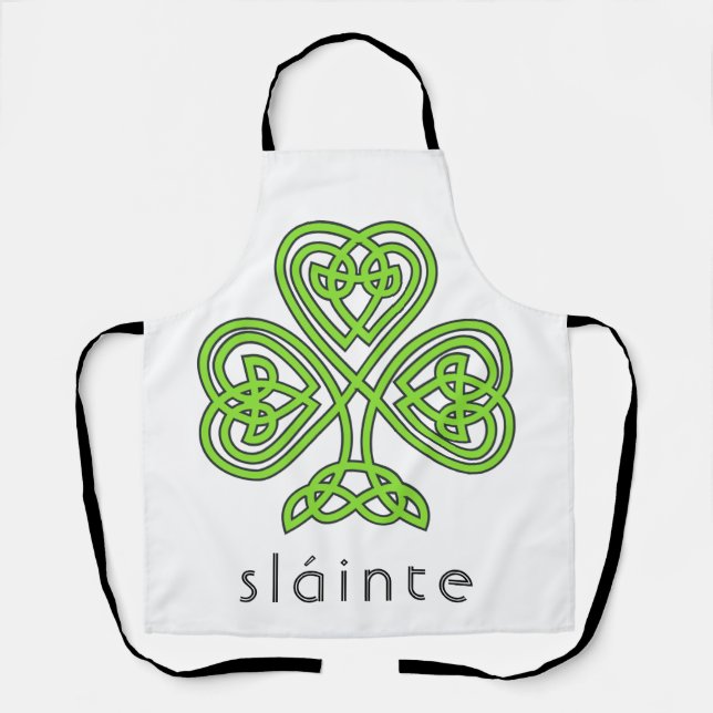 Slainte Celtic Shamrock Green St. Patrick's Day Apron (Front)