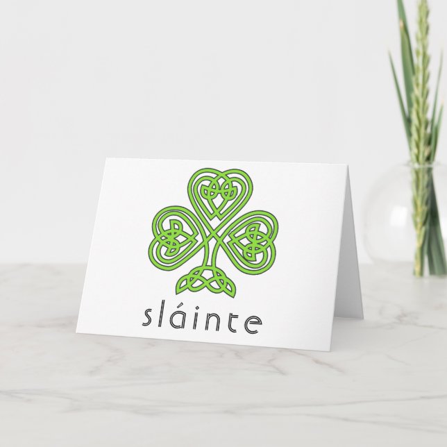 Slainte Celtic Shamrock Green St. Patrick's Day Card (Front)