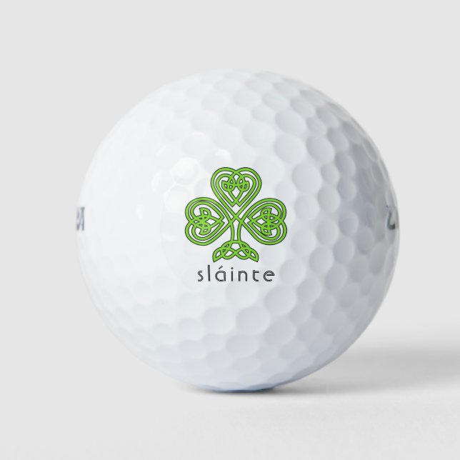 Slainte Celtic Shamrock Green St. Patrick's Day Golf Balls (Front)