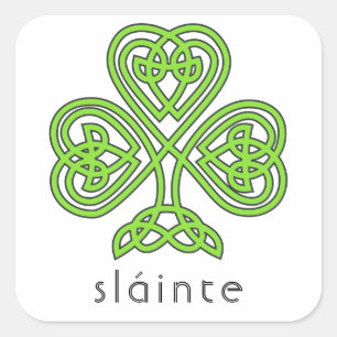 Slainte Celtic Shamrock Green St. Patrick's Day Square Sticker