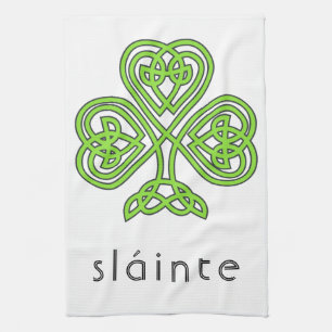 Slainte Celtic Shamrock Green St. Patrick's Day Tea Towel