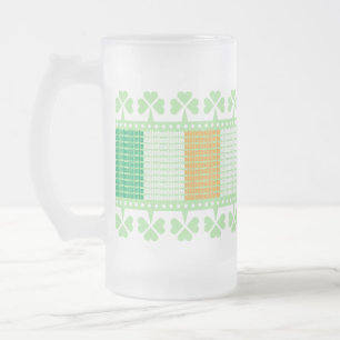 Slainte Flag Shamrock Frosted Glass Mug