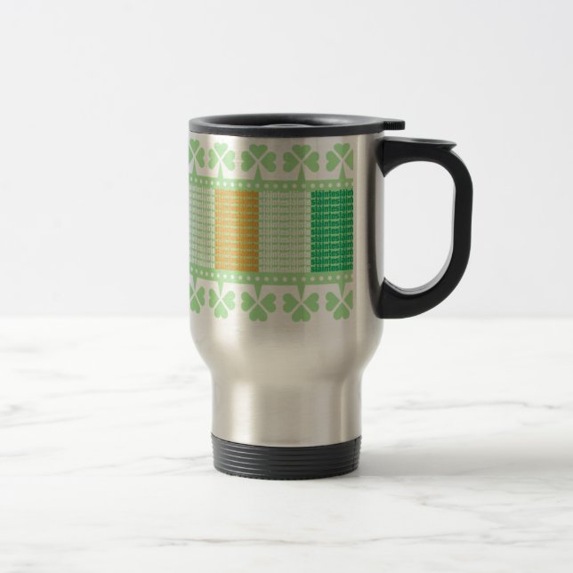 Slainte Flag Shamrock Stainless Steel Travel Mug (Right)