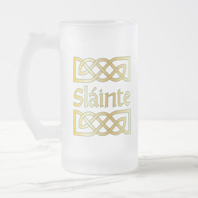 Slainte Frosted Glass Beer Mug (Left)