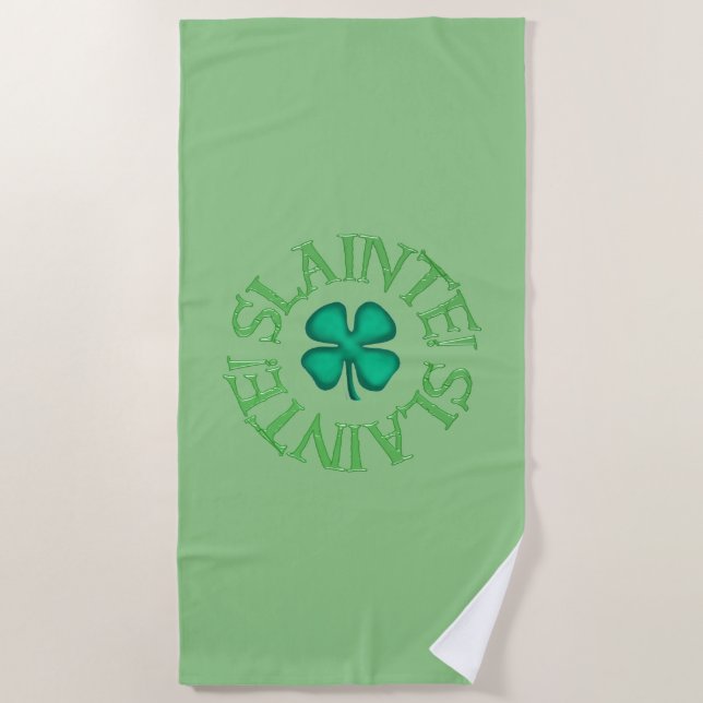 Slainte green beach towel (Front)