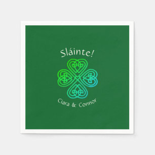 Sláinte Green Celtic Irish Shamrock Name Napkin
